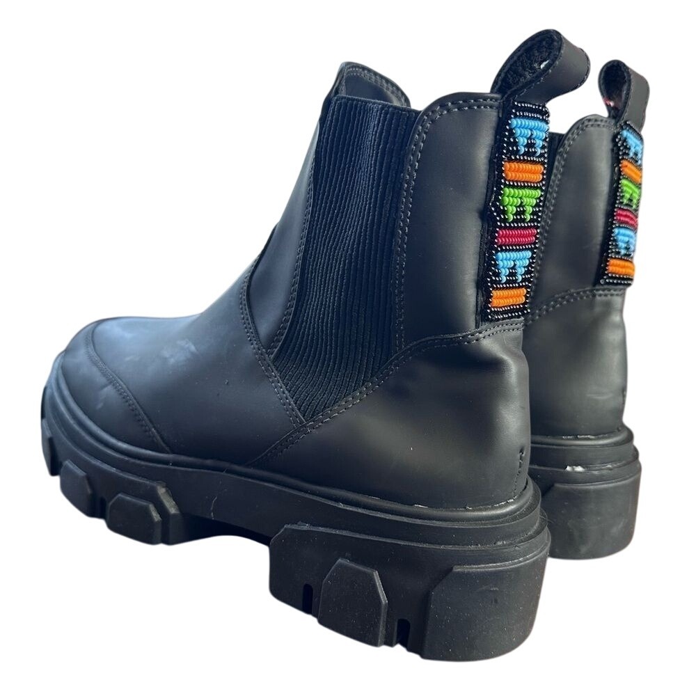 Farm Rio Womens Black Chelsea Monocolor Boot Beaded Lug Sole 310752 Size 8.5 NEW
